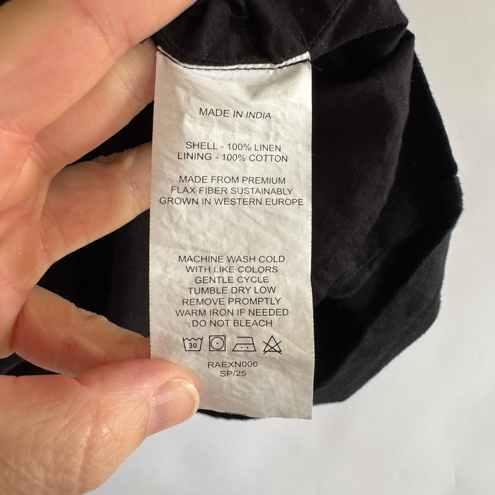 Quince Womens 100% European Linen Tank Mini Dress Black Medium Spring Summer - Picture 7 of 12
